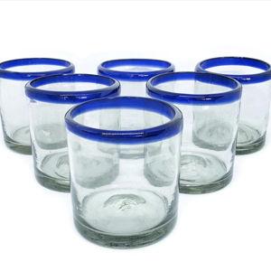 Cobalt Blue Rim 8 oz DOF Rock Glasses (set of 6)