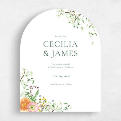 White Arch Wedding Save the Date - Rosalind Portrait