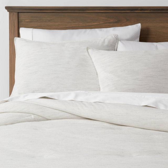 Full/Queen Space Dyed Cotton Linen Comforter & Sham Set Light Gray - Threshold™
