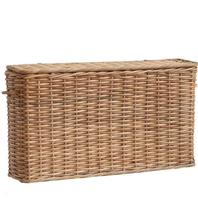 Aubrey Woven Oversized Narrow Rectangle Lidded Basket - Natural