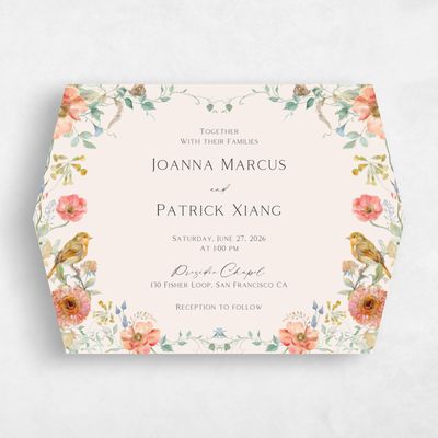 Beige Diamond Wedding Invitation - Aurelia Landscape
