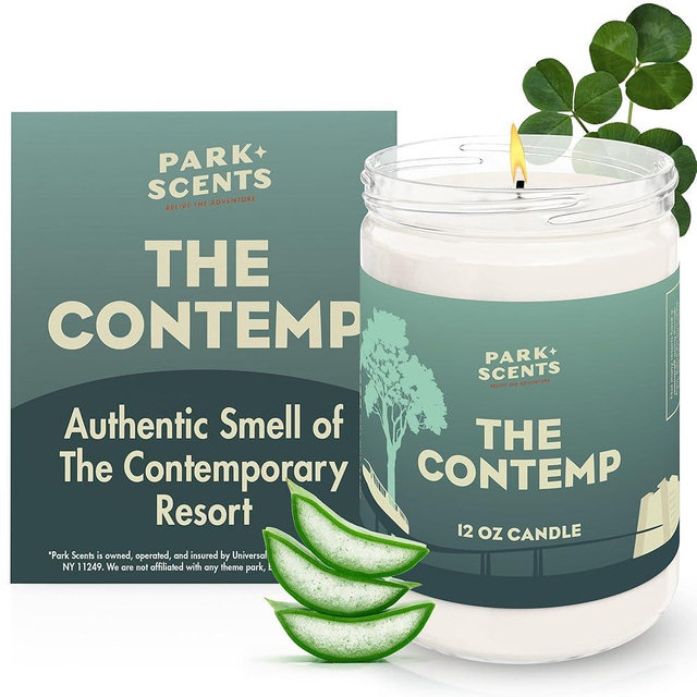 Park Scents The Contemp – Theme Park Resort Hotel Candle – Clover, Aloe and Jasmine – Luxury Vegan Soy Wax Blend – Scented Candles for Home – Birthday Gifts for Women, Hostess (12oz. Glass Jar)
