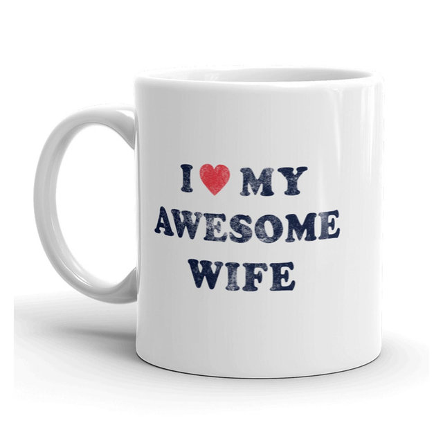 Crazy Dog I Love My Awesome Wife Mug Cute Valentines Day Coffee Cup - 11oz