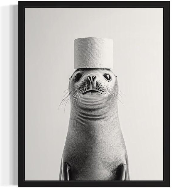 Seal Bathroom Wall Art Print Poster, Animal Restroom Decor Posters Prints Home Picture Painting Artwork Gallery 9b (Seal (2), 11 x 14 inches, Unframed)