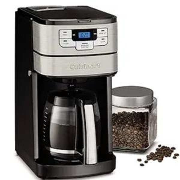 Cuisinart Automatic Grind & Brew 12-Cup Coffee Maker with Blade Grinder, Programmable Coffee Machine Glass Carafe with 1-4 Cup Setting, Brew Pause, Grind-Off Option, DGB-400NAS, Black/Stainless Steel