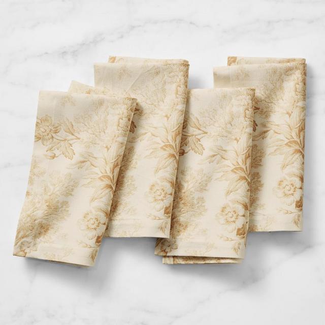 Botanical Toile Napkins, Set of 4, Flax