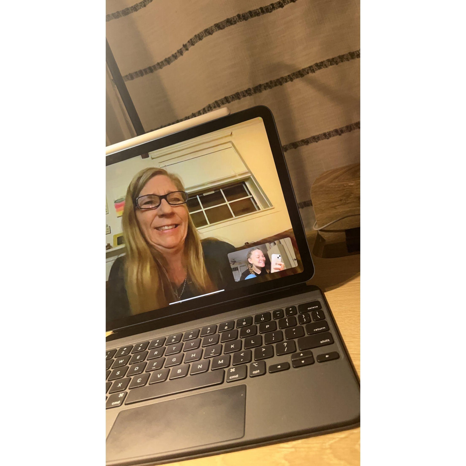 Telling my mom on FaceTime all about this super cute boy I just went on my first date with. And how I cried that I spillled coffee all over myself in front of him and I was so embarrassed.