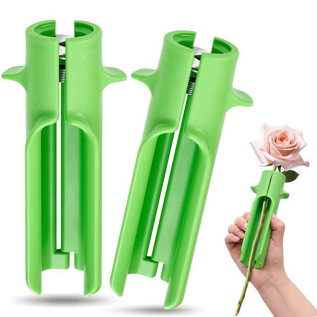 Lasnten 2 Pcs Rose Thorn Stripper Tool Thorn Remover for Roses Leaf Stripper Tool Flower Cleaner Cutter to Removal Leafs for Home Flower Shop Gardening Floral Arrangements (Green)