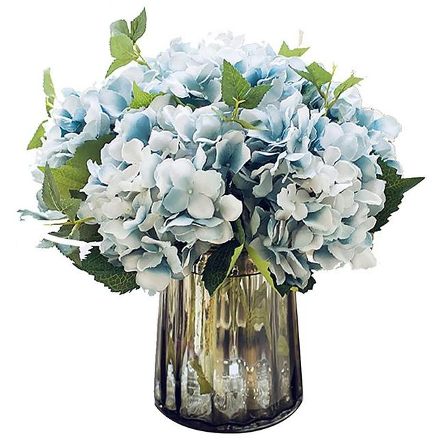 Felice Arts Artificial Silk Flowers California Fake Beautiful Hydrangea Bouquet Flower for Valentine's Day Home Wedding Decor,Pack of 3 (Blue)