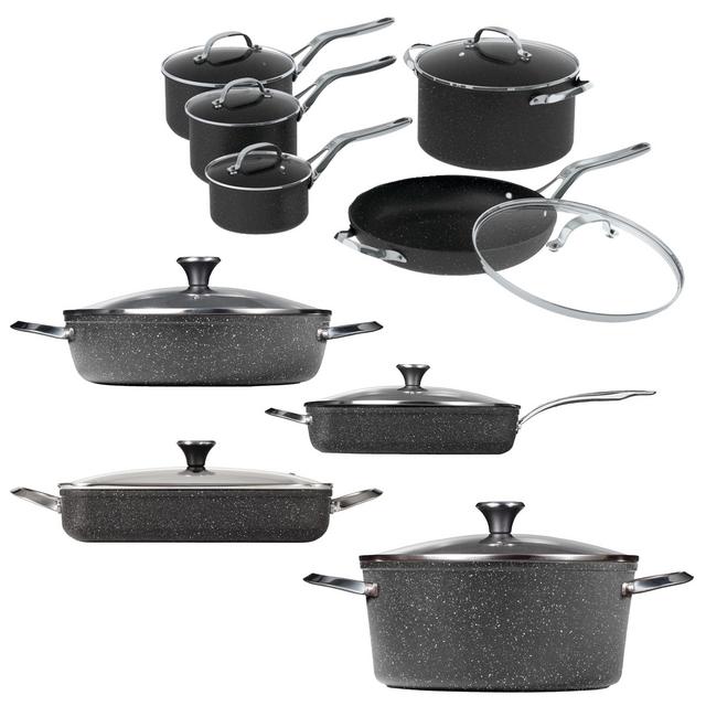 The Rock By Starfrit 10PC Set, One Pot 9" X 13", 5.3QT Dish, One Pot 7.2QT Stock Pot, 5QT Dutch Oven & 5.8QT Fry Pan