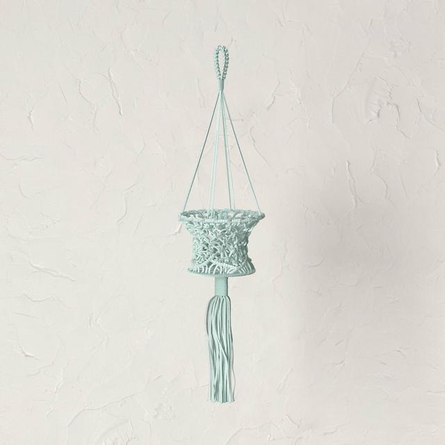 35" Hanging Macramé Basket Planter Holder Mint Green - Opalhouse™ designed with Jungalow™