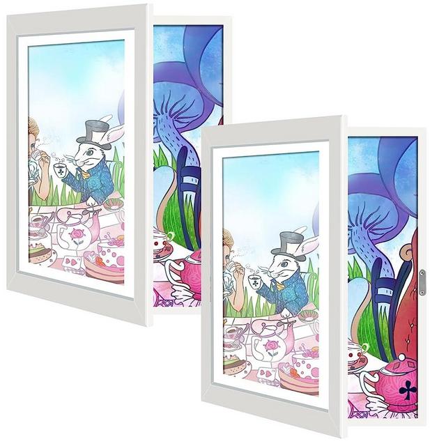 Kids Art Frame 2 pack - Kids Artwork Frames Changeable Display 8.5x11(A4) with Mat or 9X12 Without Mat, Front Opening Picture Display Frames holds 50, Horizontal and Vertical Formats Art-Work(White)