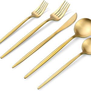 Matte Gold Silverware Set, OGORI 30-Piece Food Grade Stainless Steel Gold Flatware Set, Kitchen Utensil Set Service for 6, Tableware Cutlery Set for Home and Restaurant, Dishwasher Safe