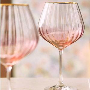 Waterfall Red Wine Glasses, Set of 4- PINK