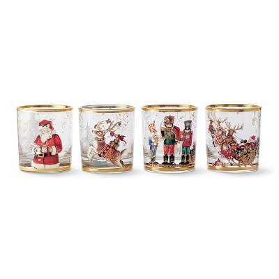 Twas the Night Before Christmas Double Old-Fashioned Glasses, Mixed, Set of 4