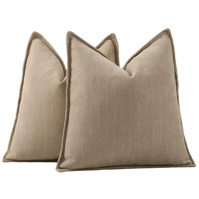 MADIZZ Textured Chenille Throw Pillow Covers Set of 2 Super Soft Decorative Pillow Covers Boho Cushion Covers Modern Pillowcases Farmhouse Home Decor for Sofa Bedroom 26x26 inch Light Taupe