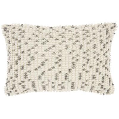 Indoor/Outdoor Dots Lumbar Throw Pillow Gray - Mina Victory