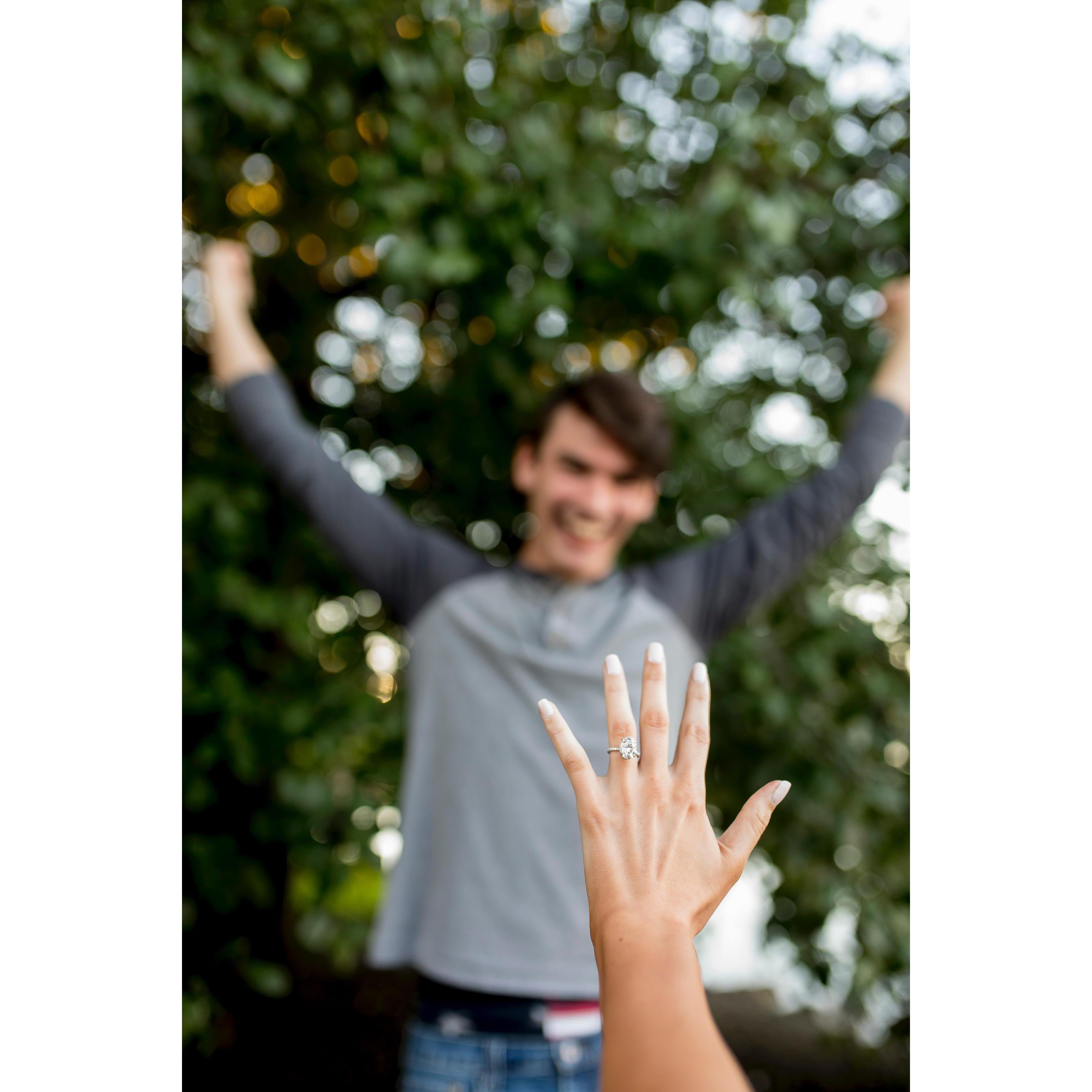 Jacob was very excited because he popped the question! I clearly said yes!