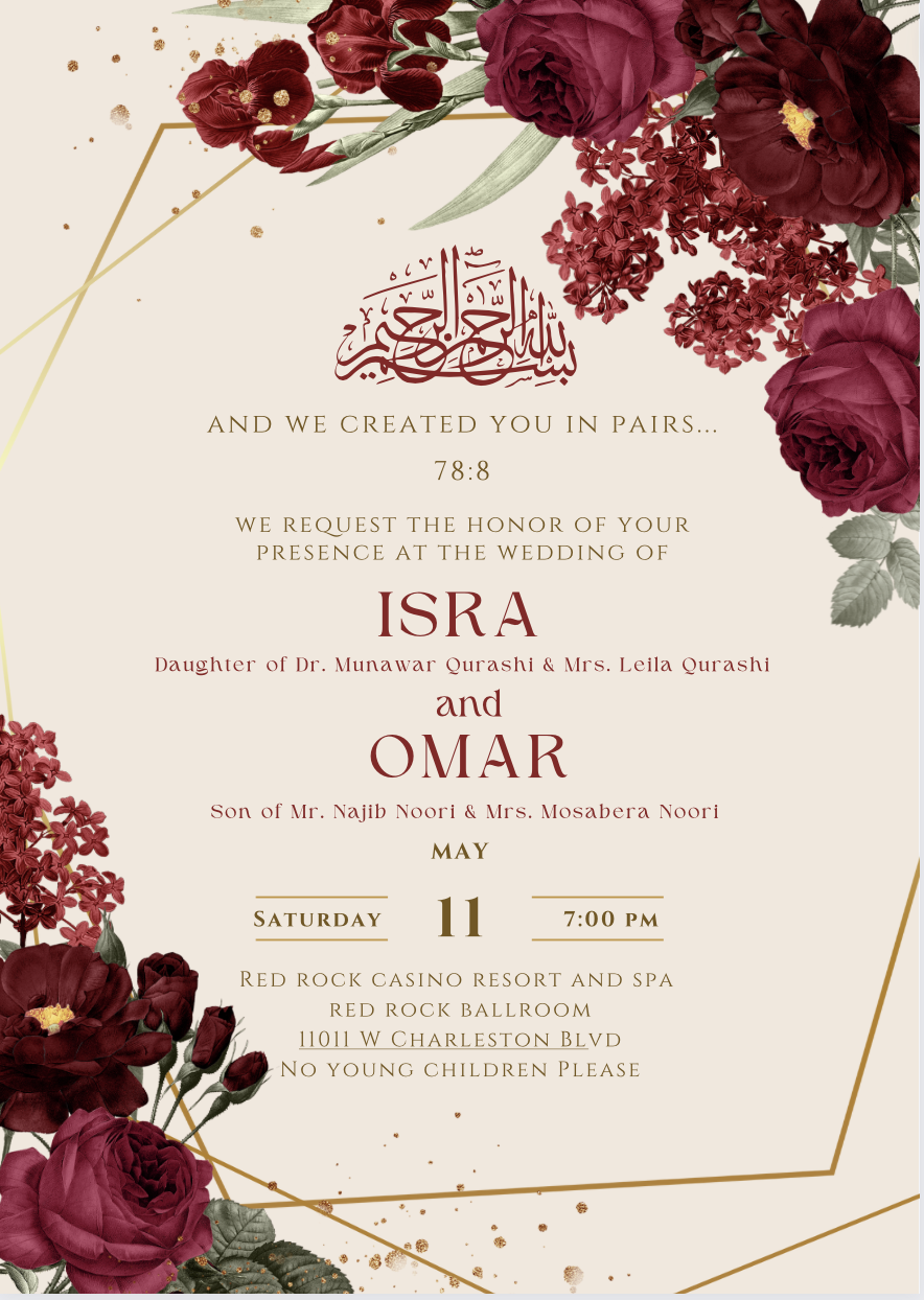 The Wedding Website of Omar Noori and Isra Qurashi