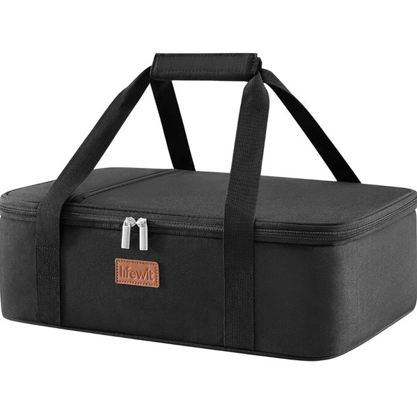 Lifewit Insulated Single Decker Casserole Carrier for Hot or Cold Food, Casserole Dish Carrying Case, Lasagna Holder for Potluck Parties, Picnic and Cookouts, Fits 9"x13" Baking Dish, Black