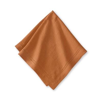 Linen Double Hemstitch Napkins - Pumpkin - Set of Four