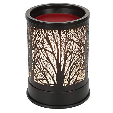 Foromans Wax Melts Candle Warmer Classic Black Metal Forest Design Fragrance Oil Warmer Lamp for Home Décor