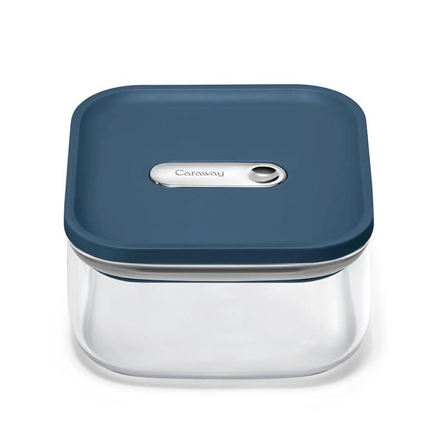 Caraway 1qt Glass Airtight Food Storage Container with Lid – Non-Toxic, BPA-Free Kitchen Storage Container – Stackable, Space-Saving Airtight Container for Dry Goods and More - Navy