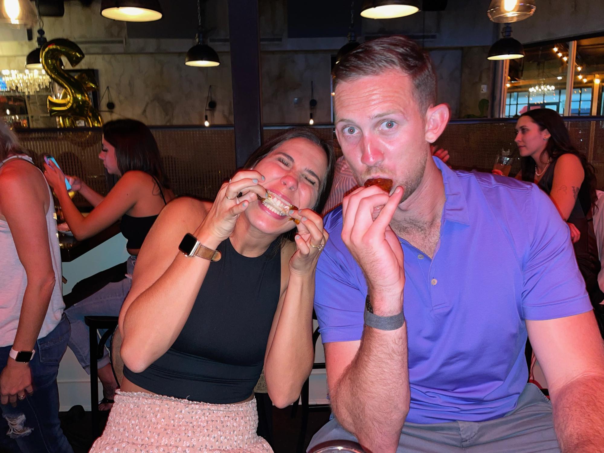 The reason he fell in love with me...I can devour wings!