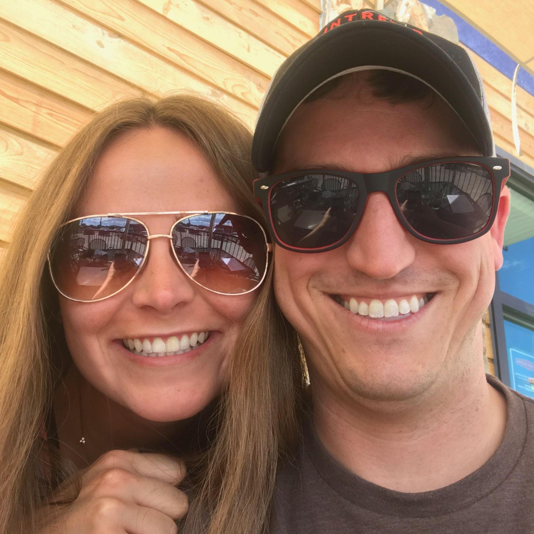 On the brewery's patio