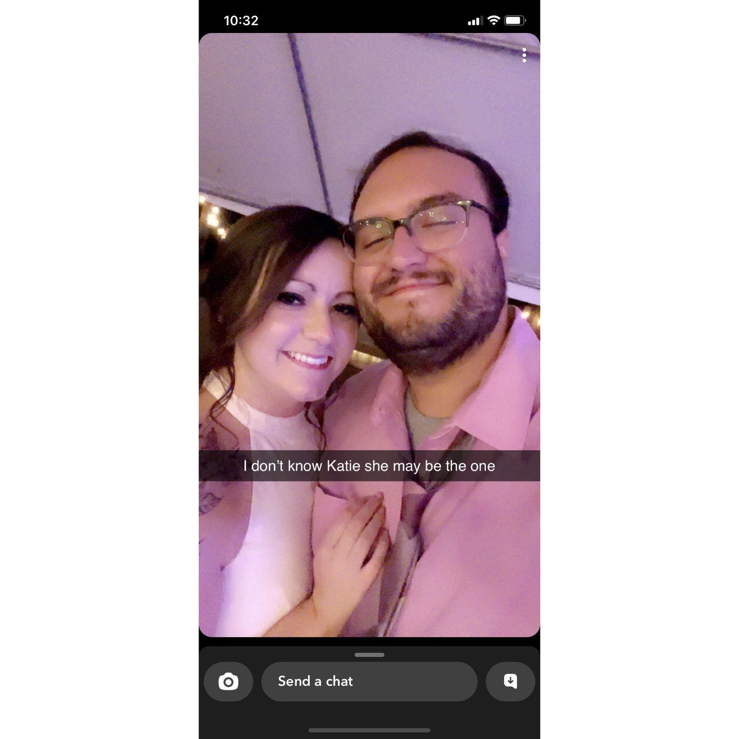 This Snapchat was sent to Ryan's sister two months into our relationship!