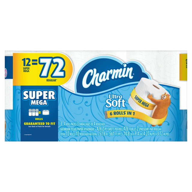 Charmin Ultra Soft Toilet Paper - 12 Super Mega Rolls