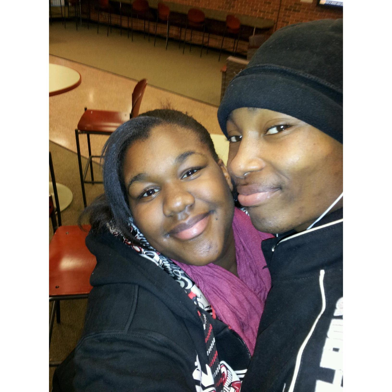 Our first photo together, Dashawn doing his long arm thing..LOL