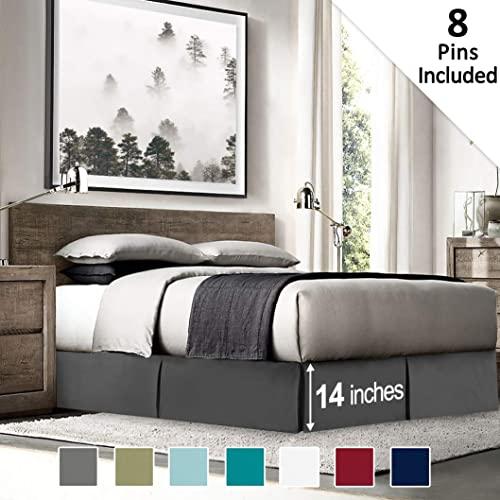 Bed Skirts Queen - Queen Bed Skirt with 8 Pins - Dust Ruffles for Queen Beds – Microfiber Bedskirts Queen Size - Queen Bed Skirt 14 Inch Drop –Charcoal Gray