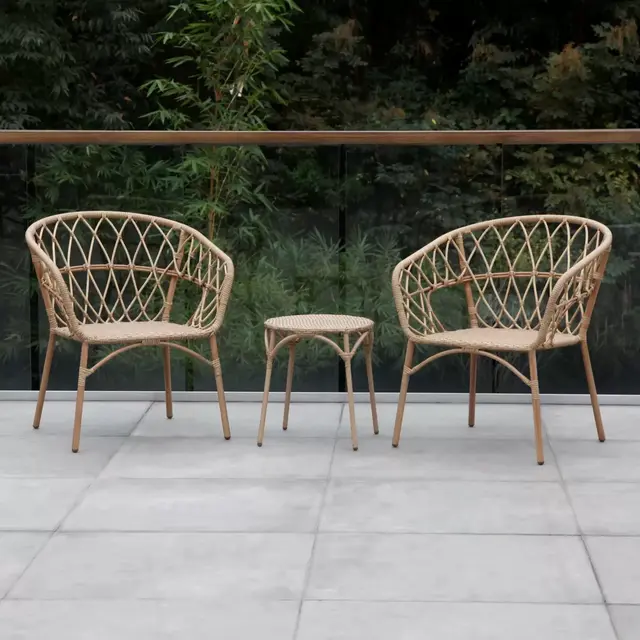Bee & Willow™ Home Elmridge X 3-Piece Wicker Outdoor Bistro Set in Brown