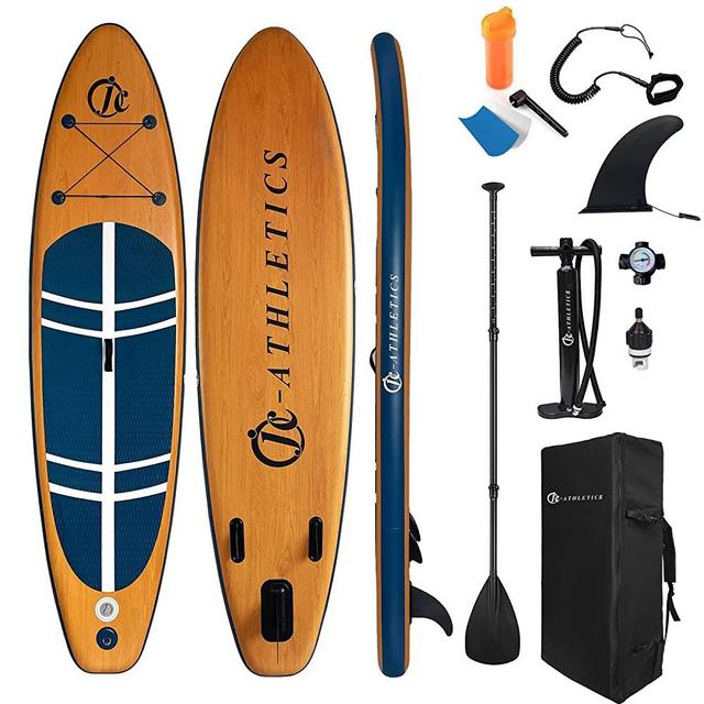 JC-ATHLETICS Inflatable Stand Up Paddle Board (6 Inches Thick), ISUP Package W/Premium SUP Accessories & Backpack, Non-Slip Deck,Fins, Adjustable Paddle, Leash, Hand Pump,Standing Boat for Youth & Adult