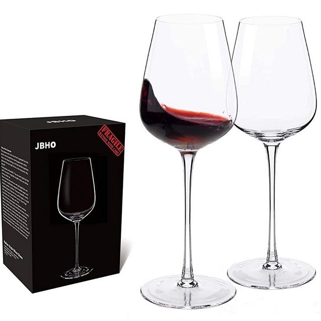 Hand Blown Italian Style Crystal Bordeaux Wine Glasses - Great Gift Packaging - Red Wine Glasses Lead Free Premium Crystal Clear Glass - Set of 2-18 Ounce
