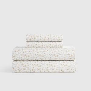 Organic Crisp Percale Sheet Set - Queen (Toffee Florette)