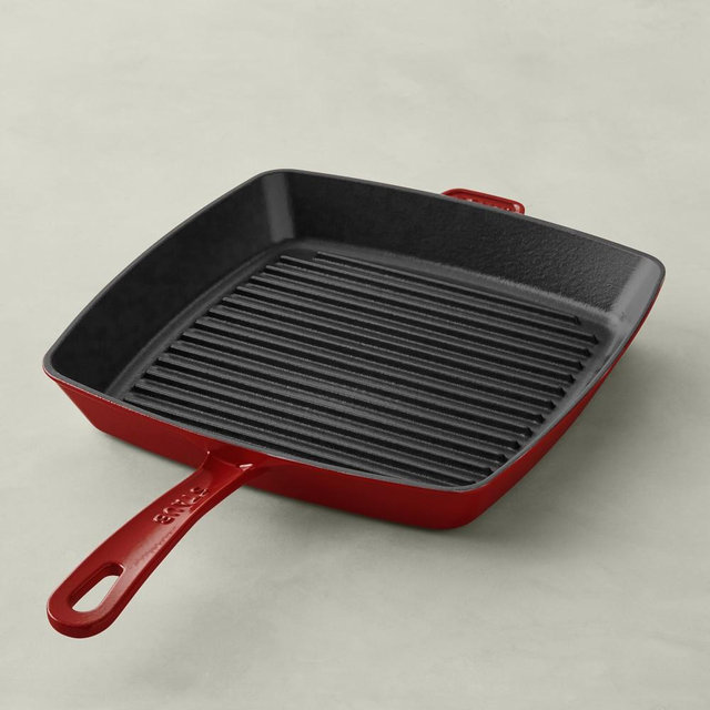 Staub Enameled Cast Iron Grill Pan, 12", Cherry