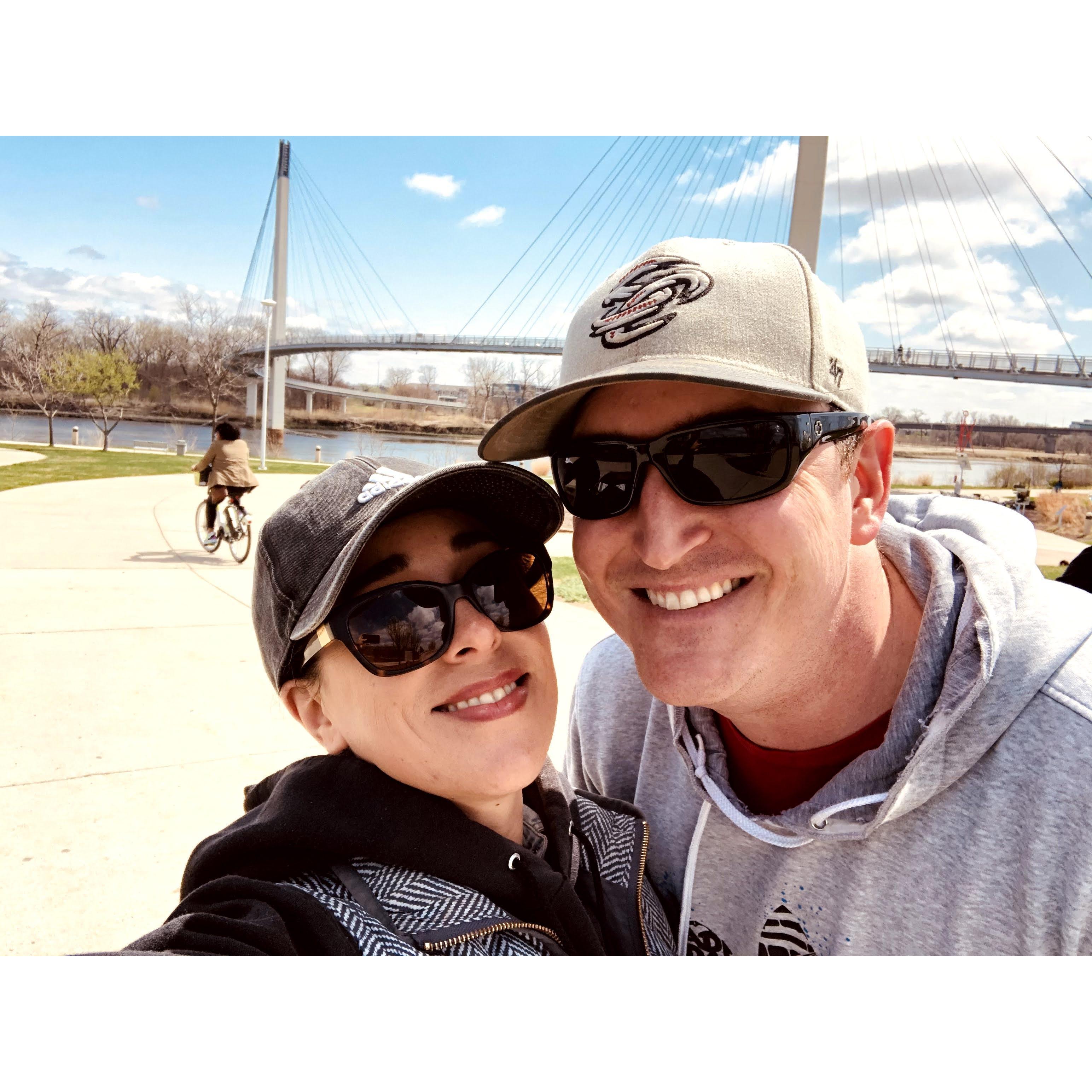 Where: Nebraska Bob Kerrey Pedestrian Bridge 
When: April 9, 2021
Why: I came out to visit Andy in Nebraska and he brought me here to explore