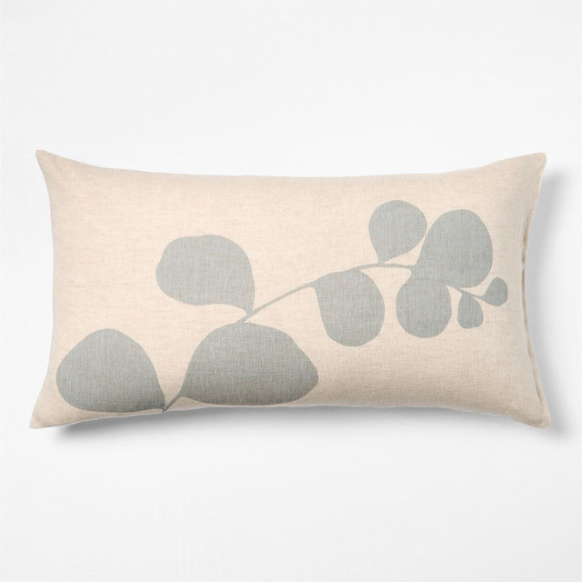 Aire Natural EUROPEAN FLAX ™-Certified Linen Mist Blue Botanical King Bed Pillow Sham