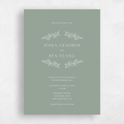 Sage, Green Wedding Invitation - Phippsburg Classic
