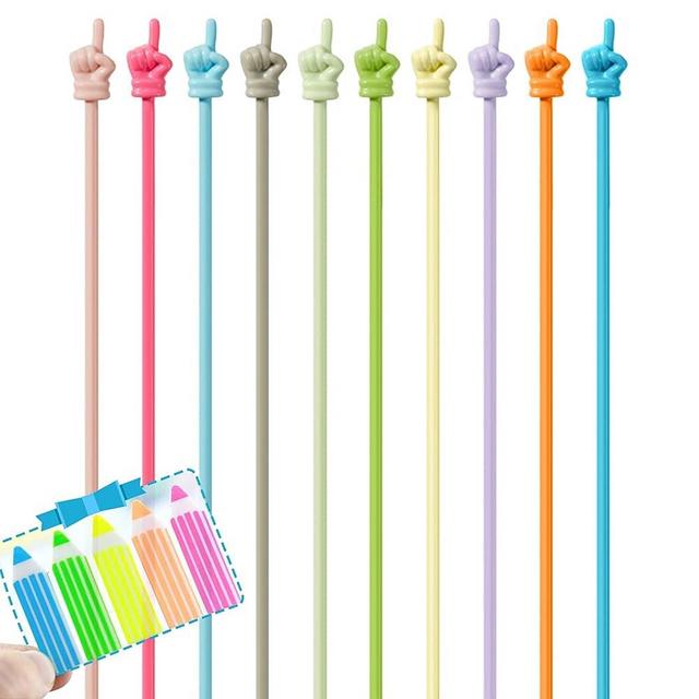 Dumero 10pcs Finger Pointer For Classroom, Reading Pointers For Kids, Hand Pointing Stick, Teaching Finger Class Pointer For Teachers -10 Mixed Macaron Colors, with Cute Sticky Index Tabs for Reading