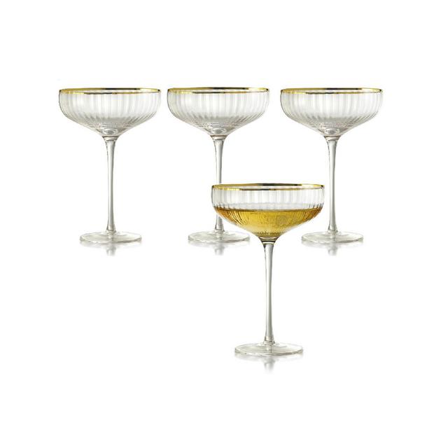 Qualia Glass Rocher Cocktail Coupe Glasses, Set of 4, 12.5 Oz
