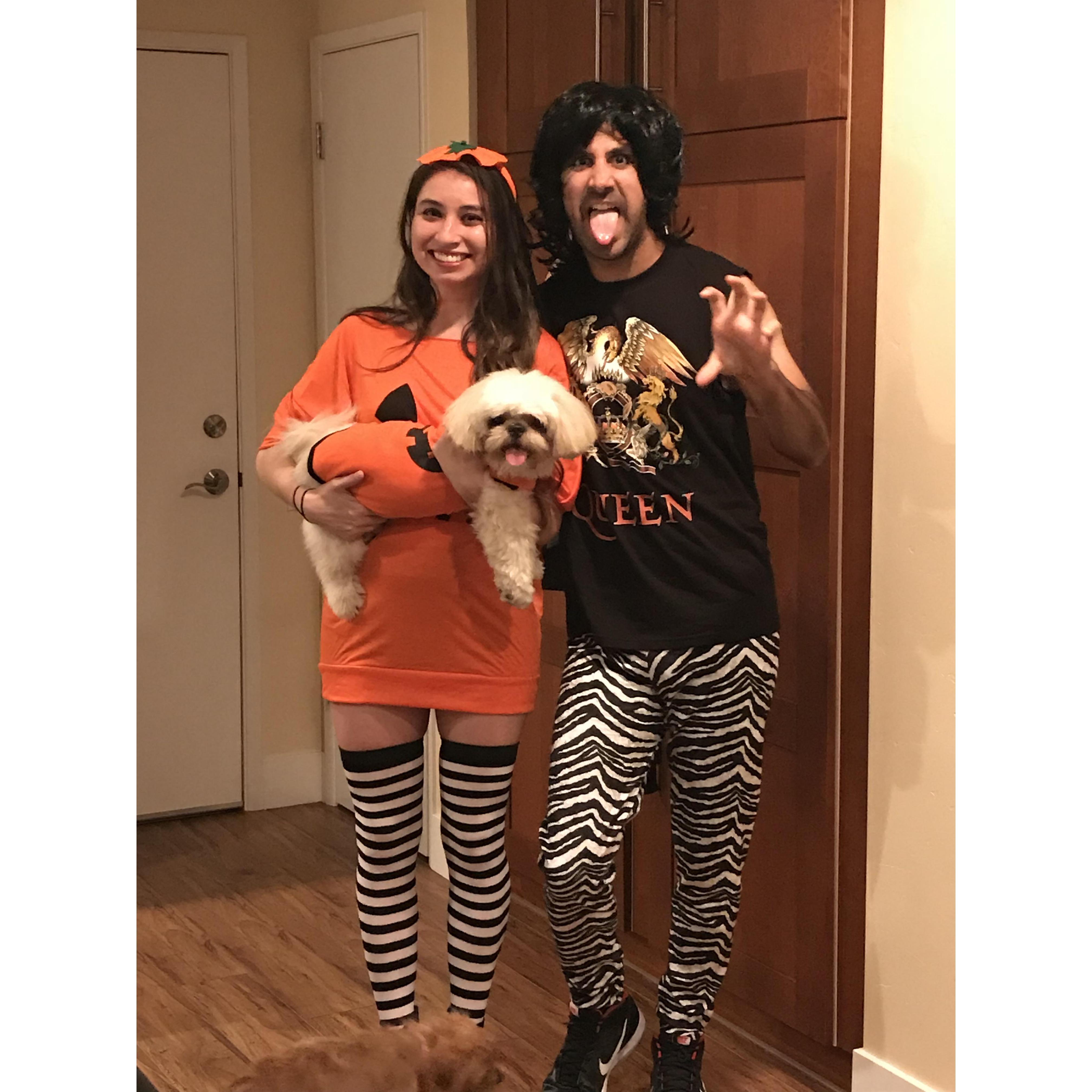 Garf's first Halloween. Tongues out!