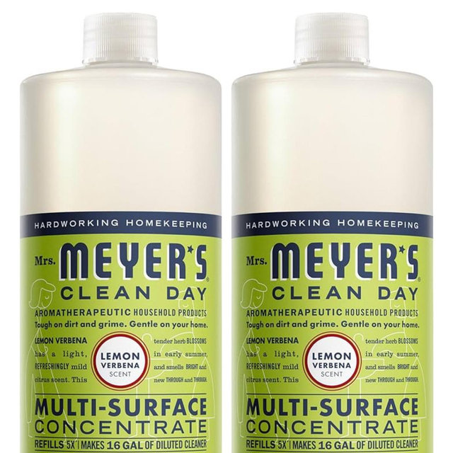 MRS. MEYER'S CLEAN DAY Multi-Surface Everyday Concentrate, Lemon Verbena Scent, 32 Fl Oz Bottle - 2 Pack