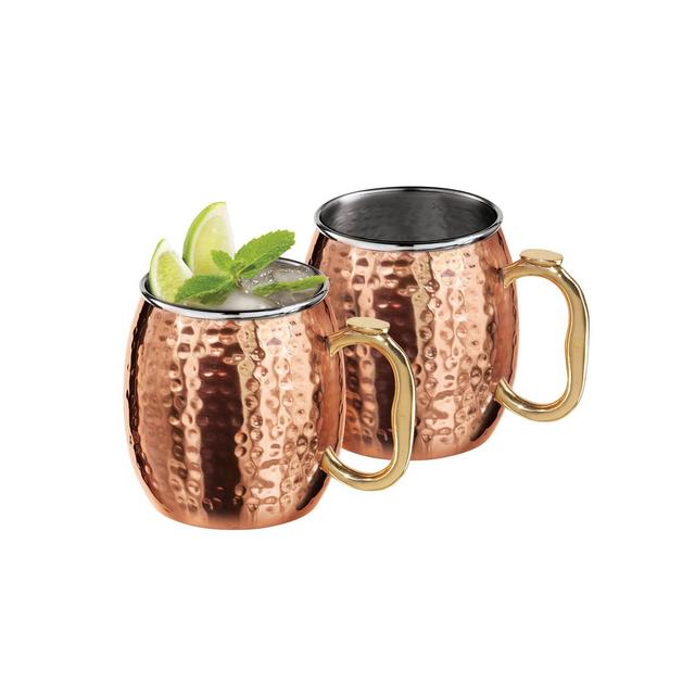 OGGI Set of 2, 18oz Hammered Stainless Steel Moscow Mule Mugs