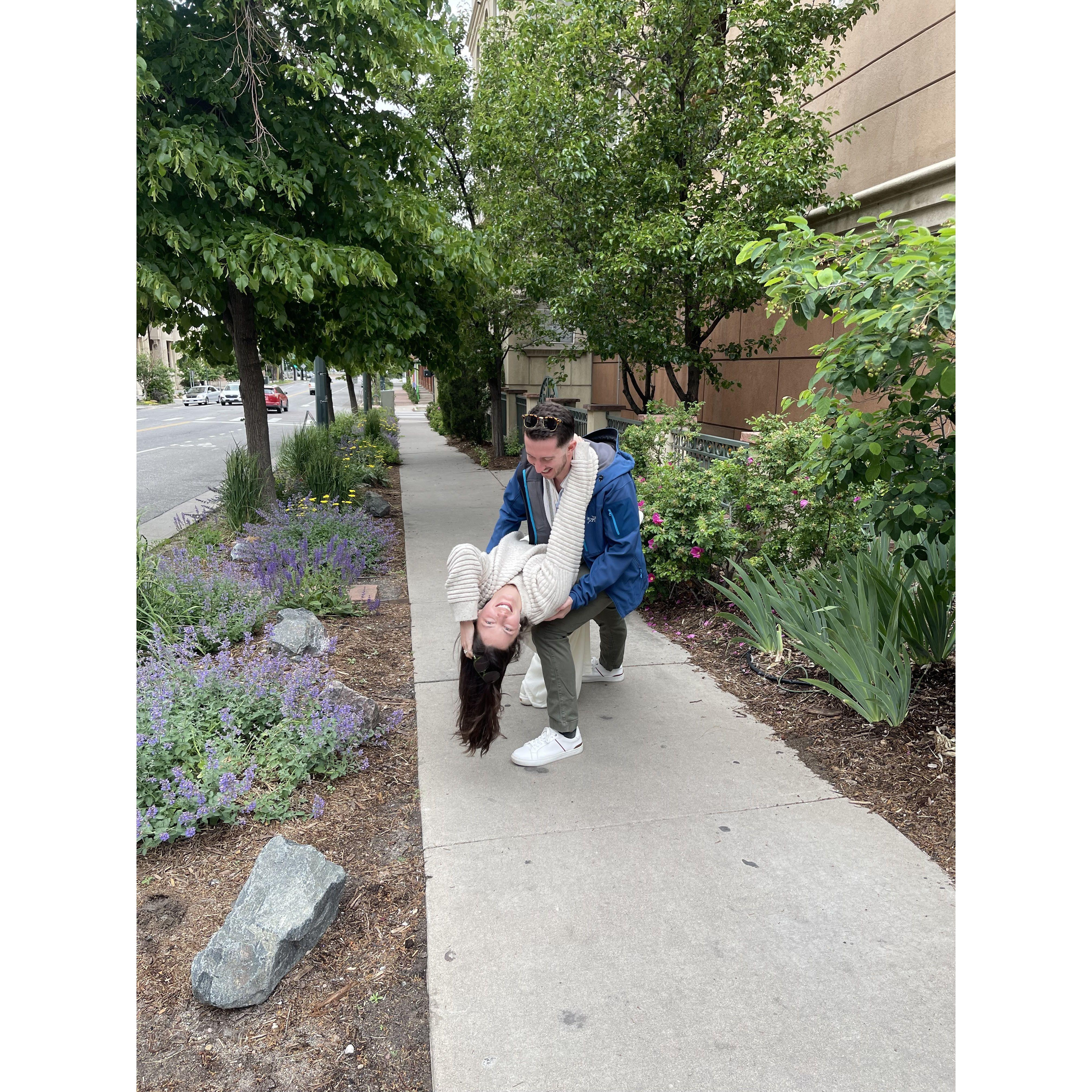 Walking back from our celebration lunch after officially tying the knot 5/25/25!
