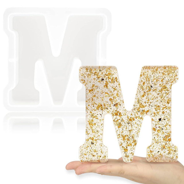 Gartful 7 Inch Large Letter Molds for Resin, 3D M Capital Alphabet Epoxy Resin Mold, A to Z Thick Resin Letter Molds for Making Letters, Word Sign Art, DIY Crafts, Making Cake, Party Home Decor