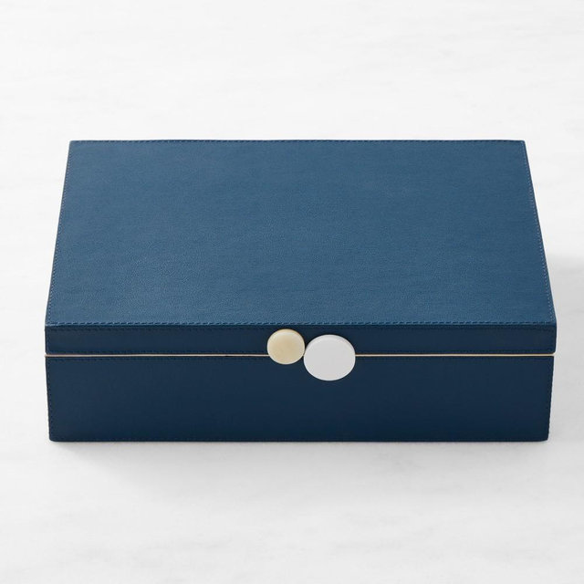 Blue Leather Jewelry Box