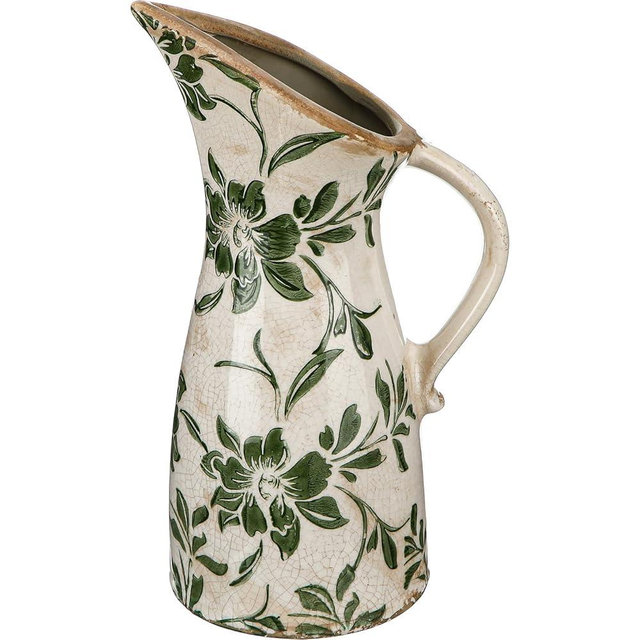 Sawysine Vintage Ceramic Vase with Handle 10.2 Inch Retro Ice Cracked Glaze Porcelain Vase Rustic Farmhouse Centerpiece Table Decorations for Home Decor Table Centerpiece(Simplicity)